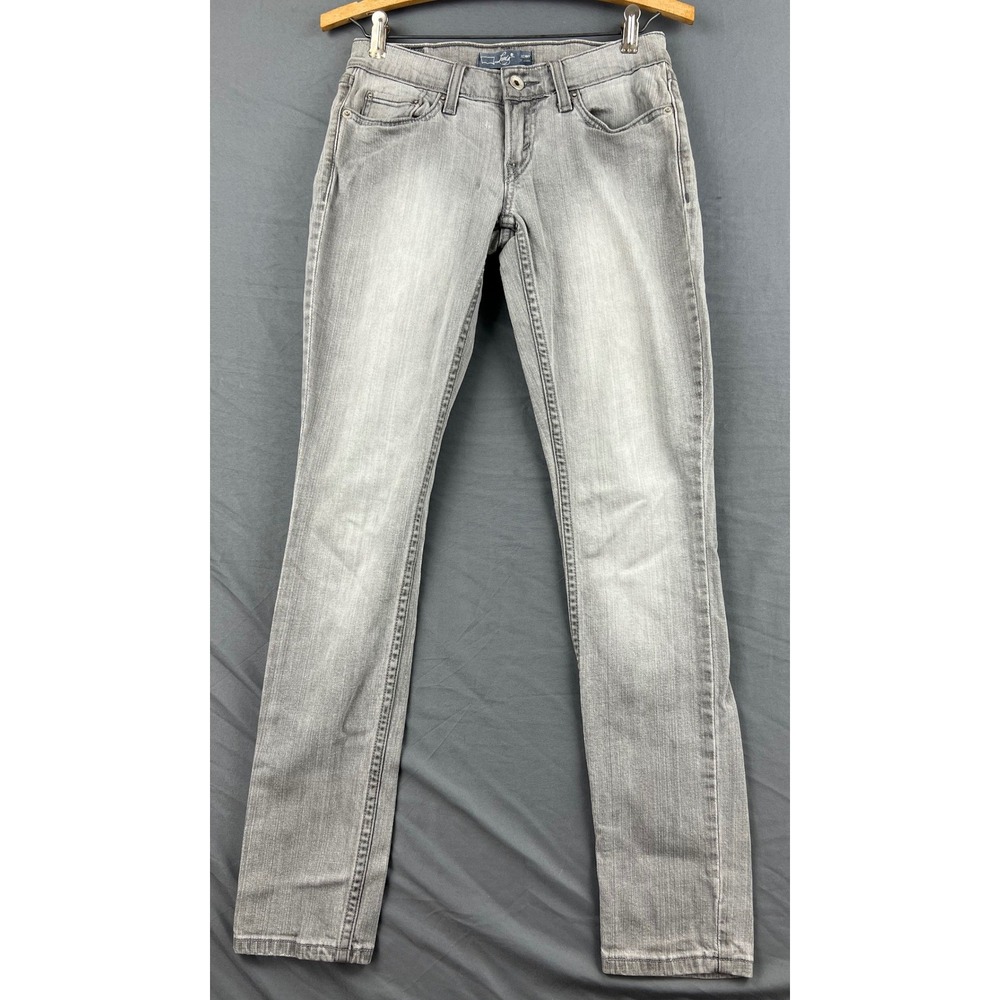 Levis 524 Skinny Jeans Womens 3M Gray Low Rise Stretch Denim Pants Excellent